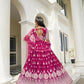 Aastha Fashion Dark Pink Butterfly Net White Cotton Thread Work And Sequence Work Embroidery Wedding Wear Lehenga Choli