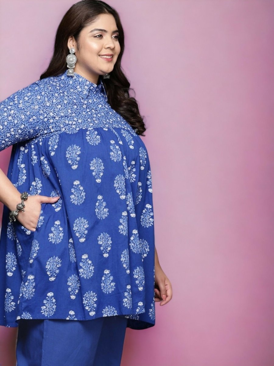 Ahalyaa Women's Traditional wear Tunic - Indigo blue | Swadesiicart