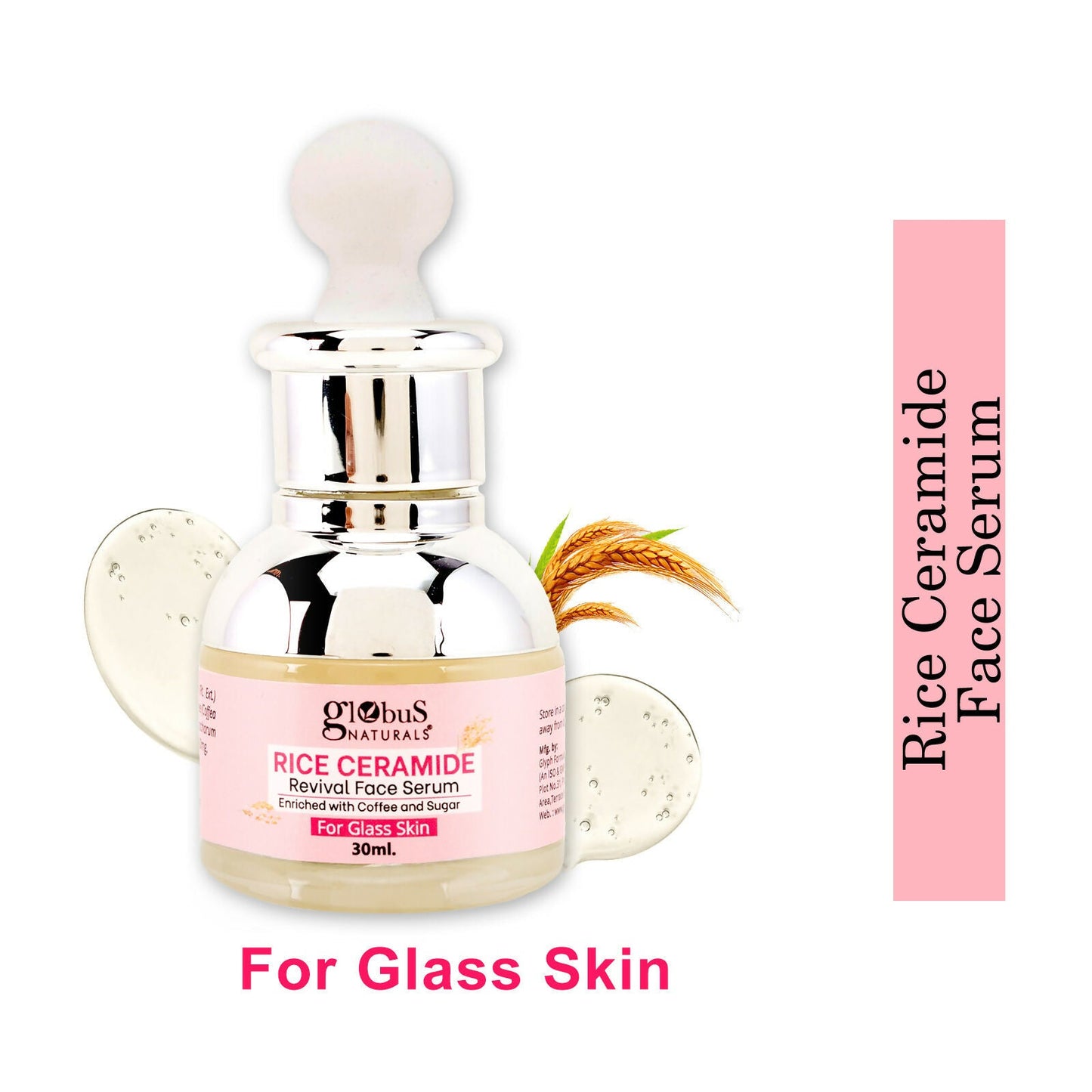 Globus Naturals Rice Ceramide Revival Face Serum, For Korean Glass Skin | Swadesiicart