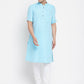 Even Apparels Blue Color Pure Cotton Men's H/S Kurta With Band Collar | Swadesiicart