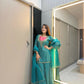 Anaita Sky-Blue Roman Shimmer Readymade Kurti Set with Handwork & Moti Work