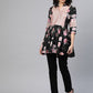 Ahalyaa Women Black Rayon Floral Print Tunic | Swadesiicart