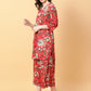 Joban Fashion Red Cotton Printed & Hand Work Co-ord Set - Swadesiicart