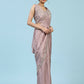 Lavendar Silk Satin Plain Ready to wear Saree with stitched Blouse - Vrinda | Swadesiicart