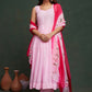 Aayaa Viscose Organza Dyeable Hand Painted Suit - Light Pink