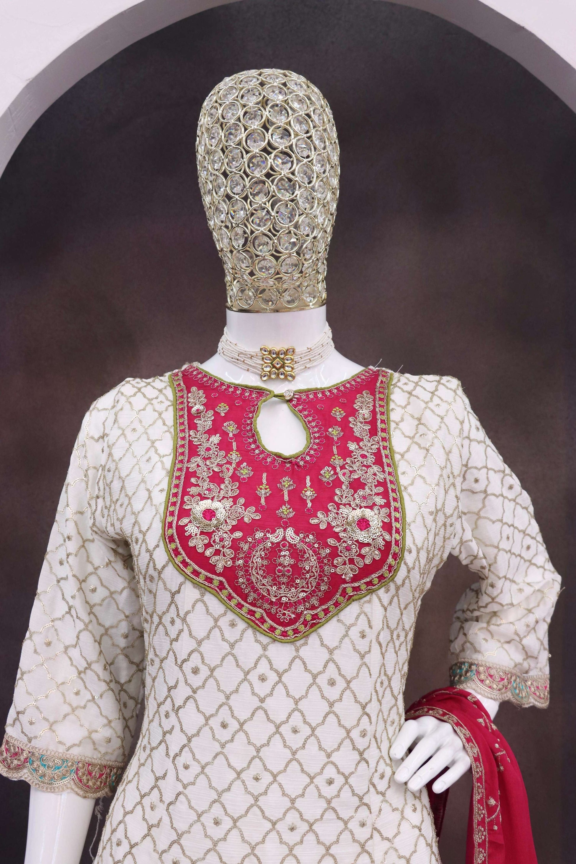 Anaita White Embroidered Silk Stitched Dhoti Suit