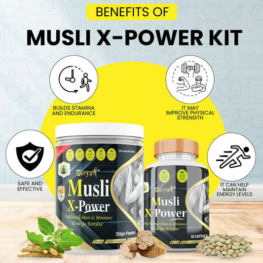 Divya Shree Musli X-Power Capsule, Powder Combo - Swadesiicart
