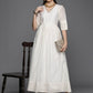 Ahalyaa Women's Off white Chanderi Gold Pasted Dress | Swadesiicart