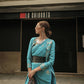 Firozi Blue Weavead Thread & Zari Work, Handloom Weaving Banarasi Satin Silk Saree - Rajtex Kronicle Silk - Swadesiicart