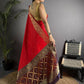Joban Fashion Red Banarasi Cotton Silk Woven Saree | Swadesiicart