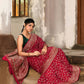 Joban Fashion Hot Pink Crepe Chiffon Banarasi Pure Handloom Banarasi Silk Saree | Swadesiicart