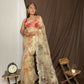 Vamsee Yashodha White Organza Saree - Swadesiicart