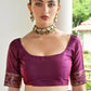 Vishnu Weaves Women's Wine Handloom Raw Silk Thread Weaving Saree with Blouse - Swadesiicart