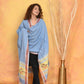 Very Much Indian Handloom Pure Cotton Paithani Dupatta - Powder Blue | Swadesiicart