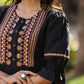 Juniper Women's Black Cotton Solid With Embroidered Straight Tunic | Swadesiicart