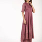 Aniyah Rayon Block Print Flared Anarkali Kurta Dusty Pink (AN-157K)