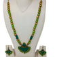 Terracotta Green Long Necklace Set with Matching Earrings