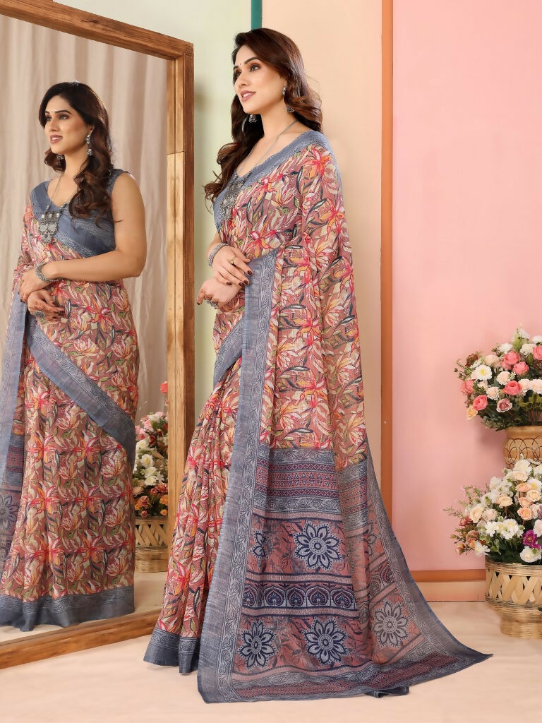 Partywear Designer Grey Kota Doriya Fancy Saree - Dyuti | Swadesiicart