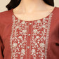Brown Poly Rayon Floral Embroidered Top - Zeny