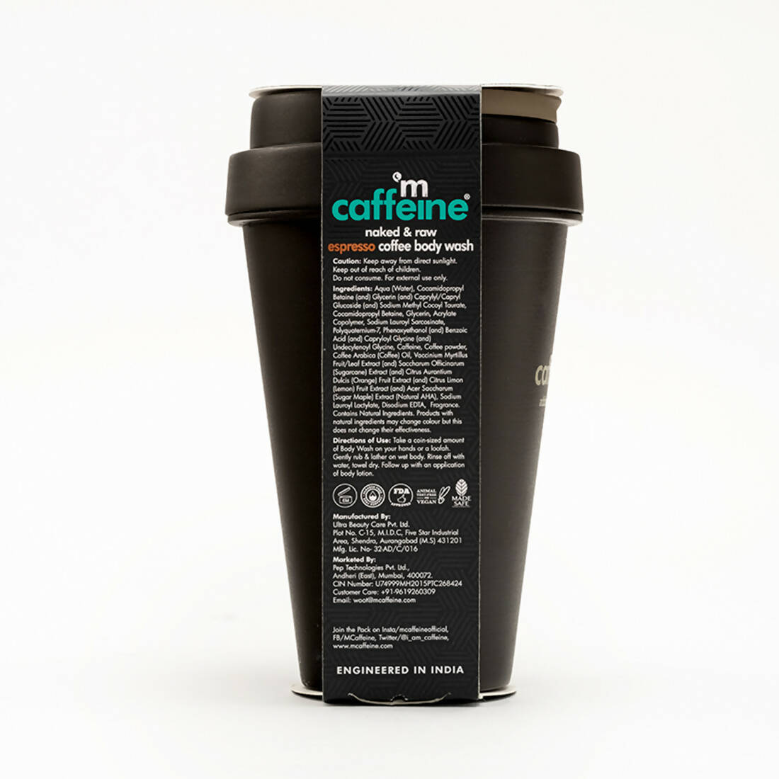 mCaffeine Naked & Raw Coffee Espresso Body Wash - Swadesiicart