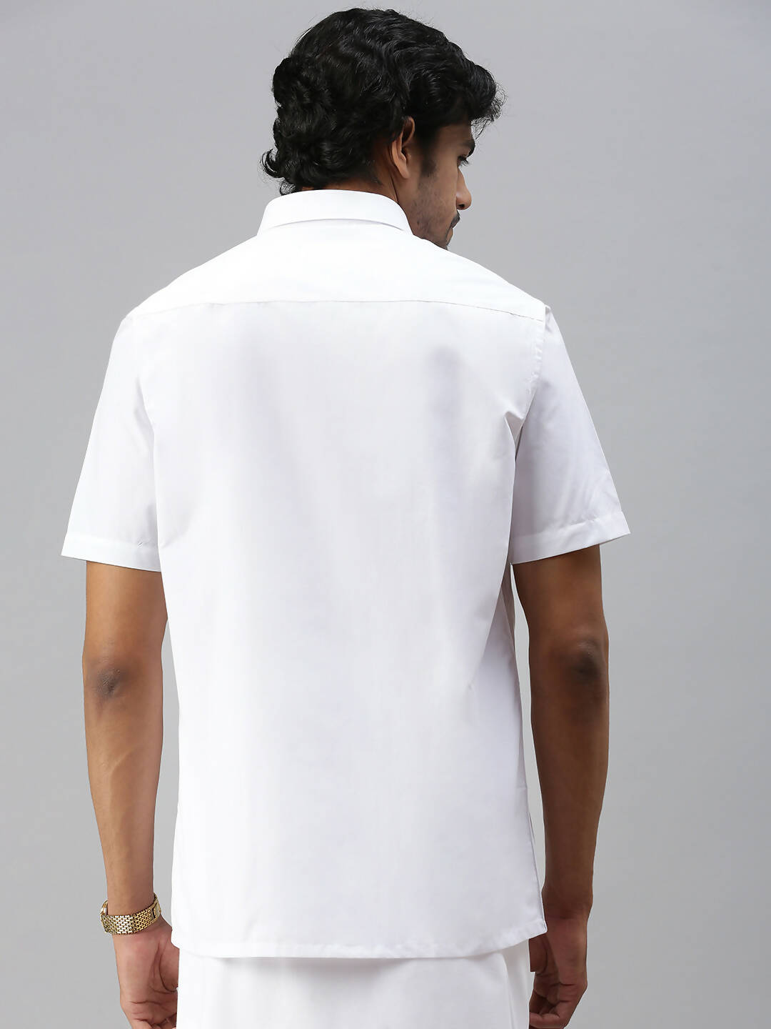 Ramraj Cotton Mens Half Sleeve Formal Poly Cotton White Shirt | Swadesiicart