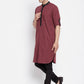 Even Apparels Maroon Pure Cotton Men's Kurta With Contrast Collar And Placket | Swadesiicart