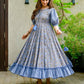 Jyoti Fashion Women's Blue Heavy Digital Printed Cotton Silk Anarkali Dress | Swadesiicart