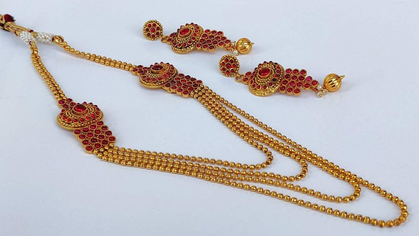 Pink Kemp Layer Necklace Set - Mokshi Collections