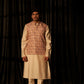 Brown Viscose Designer Printed Men's Kurta Set with Koti - Mahotsav
