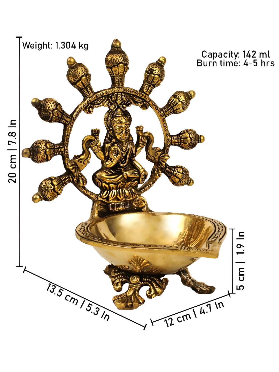 Spillbox Gold-Toned Brass Gajalakshmi Diya Pooja Essential | Swadesiicart