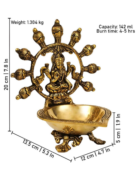Spillbox Gold-Toned Brass Gajalakshmi Diya Pooja Essential | Swadesiicart