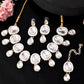 VOJ Kundan Studded Silver Plated White Color Jewellery Set with MaangTikka - Swadesiicart