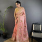 Joban Fashion Baby Pink Handloom Banarasi Organza Silk Khatali Butta Work Saree | Swadesiicart