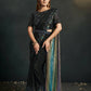 Black Silk Crepe Georgette Cord Sequence & Thread Embroidered & Moti Work Saree - Moh-Manthan Royal Enigma