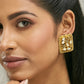 Nuyug 22K Gold-Plated Kundan & Filigree Concept Rectangular Leafy Studs | Swadesiicart