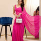 Pink Georgette Designer Printed Ready To Wear Saree - Ibiza | Swadesiicart