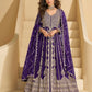 Anaita Violet Chinon Readymade Anarkali Lehenga with Heavy Embroidery Work
