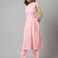 FIORRA Women's Baby Pink Cotton A-Line Kurta Set - Swadesiicart