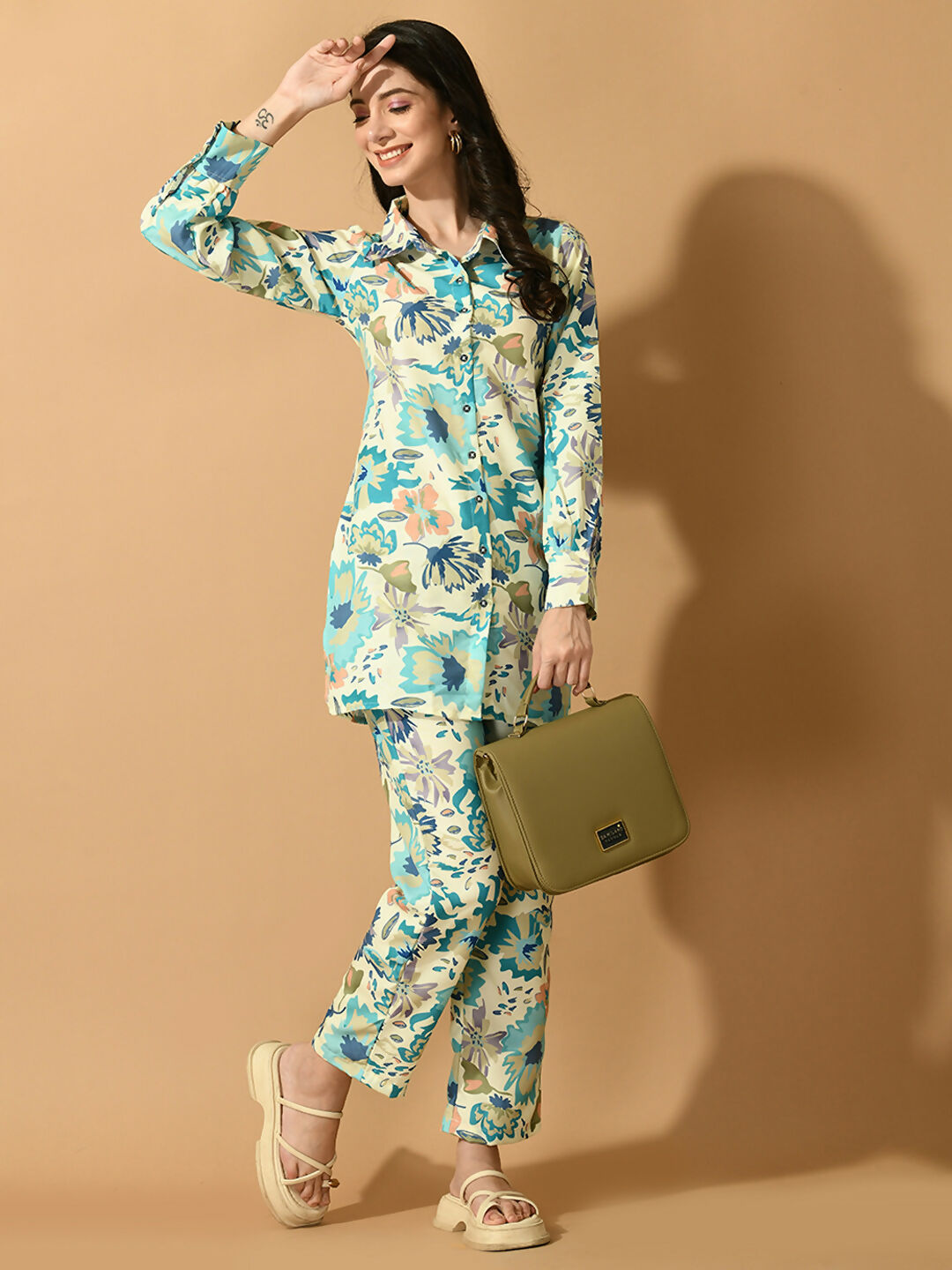 Myshka Women's Multi Printed Shirt With Trousers - Swadesiicart