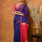 Very Much Indian Handloom Pure Cotton Silk Saree With Sleek Golden Border - Indigo Blue | Swadesiicart