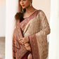 Joban Fashion Crème Crepe Chiffon Pure Handloom Banarasi Silk Saree | Swadesiicart