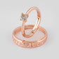 VOJ Stainless Steel Cubic Zirconia Gold-Polished Adjustable Couple Ring Set | Swadesiicart