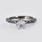 VOJ white CZ-detail Stainless Steel Cubic Zirconia Rhodium Plated Adjustable Finger Ring | Swadesiicart