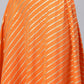 Ahalyaa Women's Orange Crepe Gold Print Top Skirt With Printed Jacket | Swadesiicart