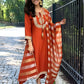 The52 Orange Women's Gorgeous Embroidered work Chanderi Fabric Straight Kurta, Pant and Dupatta Set - Swadesiicart