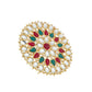NVR Women's Traditional Ethnic Kundan Meenakari Gold-Polished Ajustable Finger Ring | Swadesiicart