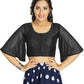 Aastha Fashion Women's Women's Black Art Silk Umbrella Sleeves Readymade Blouse