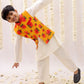 Lil Drama Genda Phool White Kurta and Pant with Mustard Jacket Set for Boys | Swadesiicart