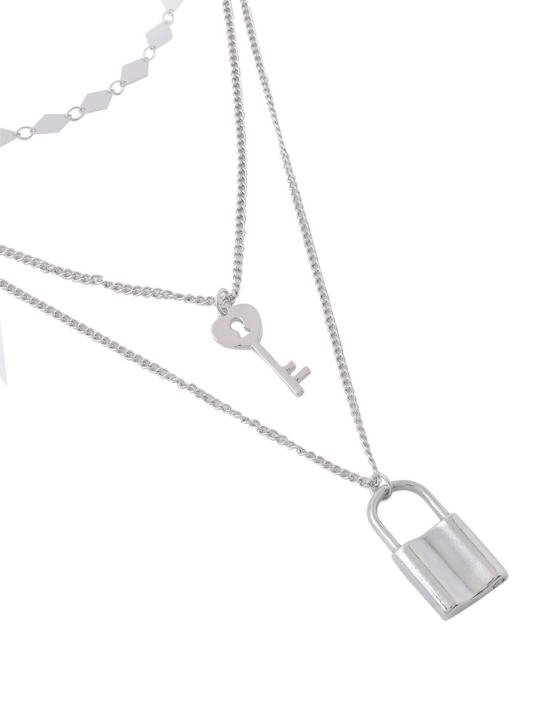 NVR Women's 3 Layered Silver-Plated Minimal Layered Necklace | Swadesiicart