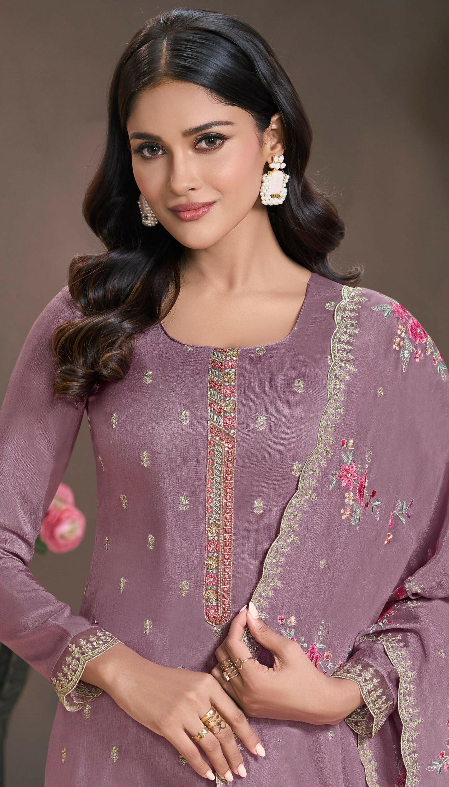 Anaita Purple Silk Embroidered Stitched Salwar Suit